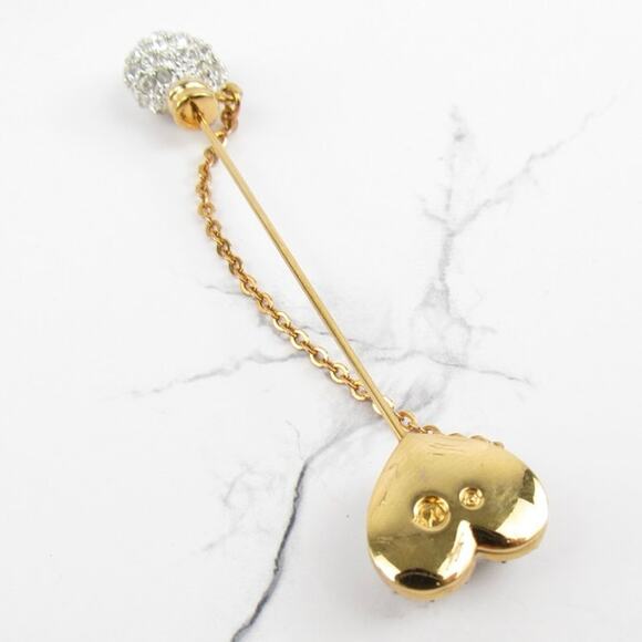 Swarovski Crystal Signed Swan Double Heart Brooch - Picture 7 of 8